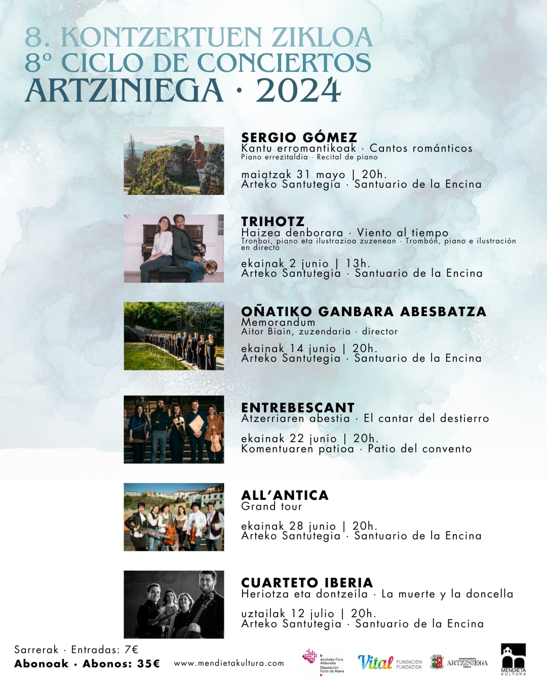 El VIII ciclo de conciertos de Artziniega comienza el 31 de mayo