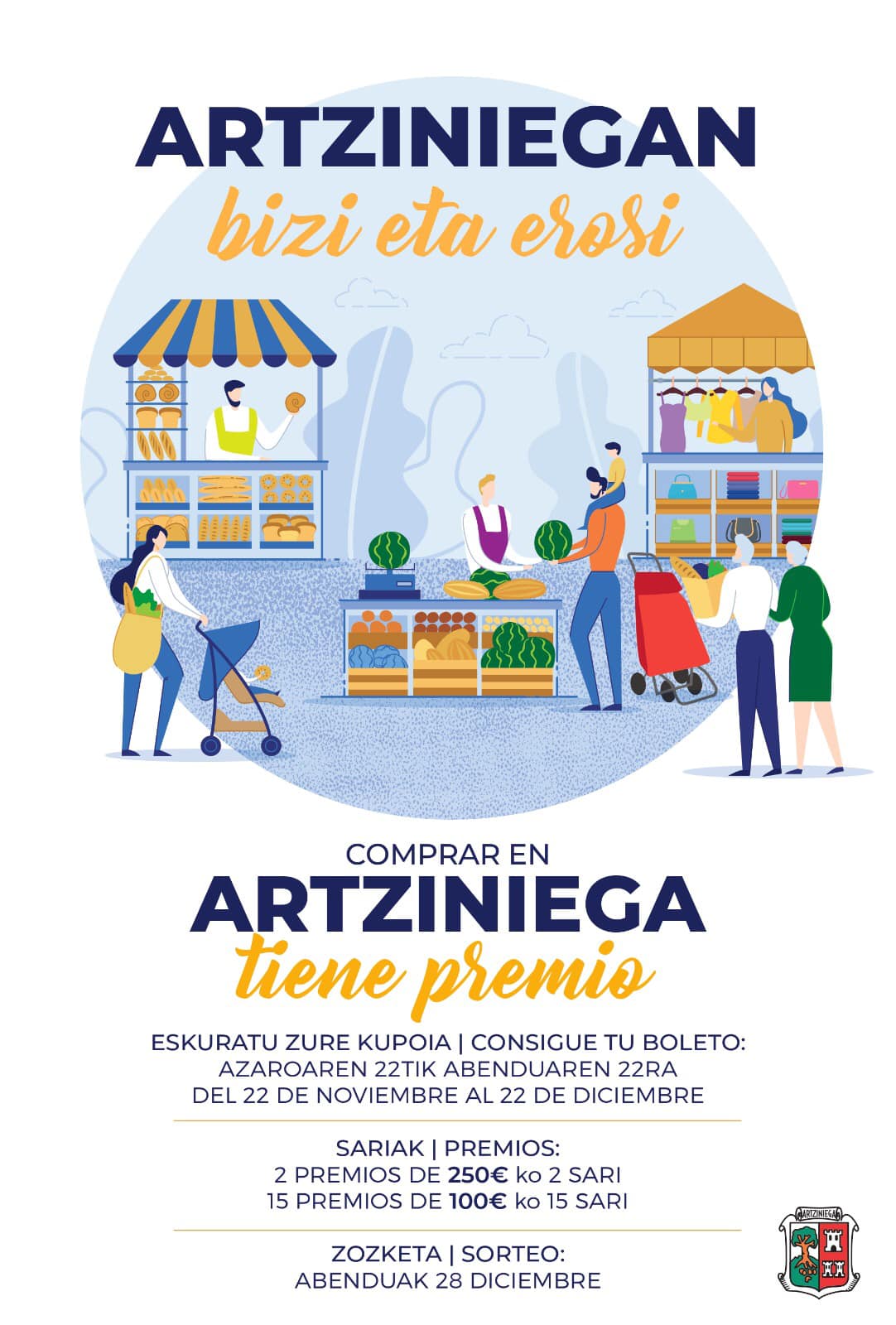 ¡Recuerda! Mañana a las 19:00 de la tarde tendrá lugar en el Ayuntamiento el sorteo de la campaña Comprar en Artziniega Tiene Premio.
