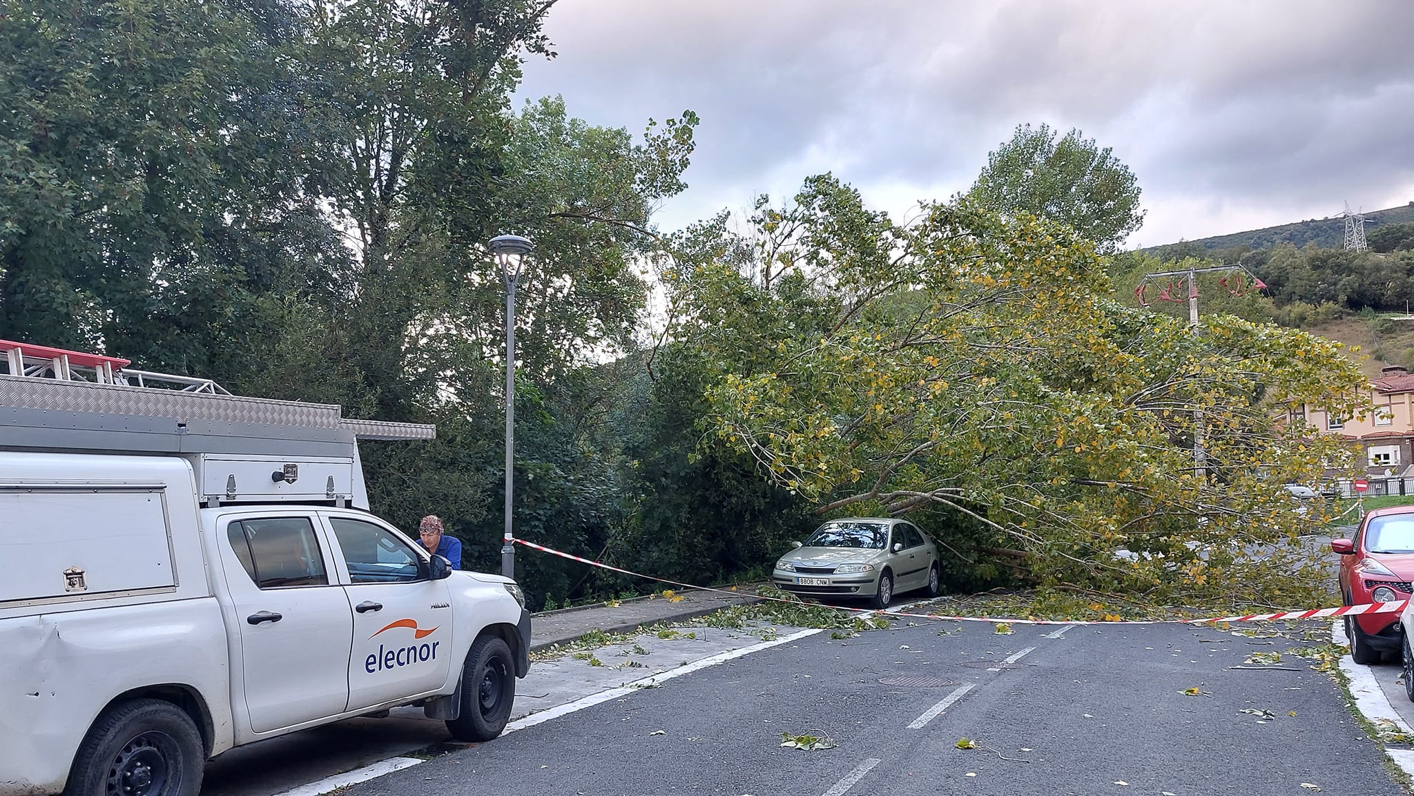 AVISO Caída de un árbol en Urb. Axpe sobre tendido eléctrico. Zonas afectadas: entorno de Axpe, La Barcena, Artumiana y Soxoguti. Avisados Bomberos, Ertzaintza e Iberdrola.